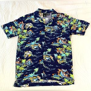 STAR WARS Mandalorian Hawaiian Floral Camp Shirt Mens Sz Small Grogu Baby Yoda